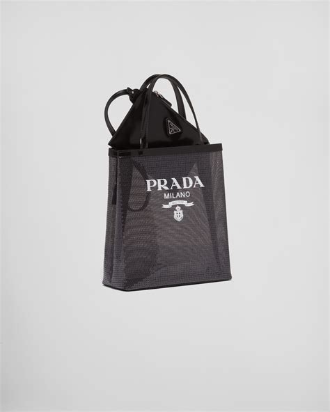 Borsa Shopping In Rete Con Paillettes Nero 